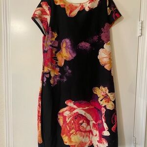 Taylor Black Dress with Bold Floral Design
